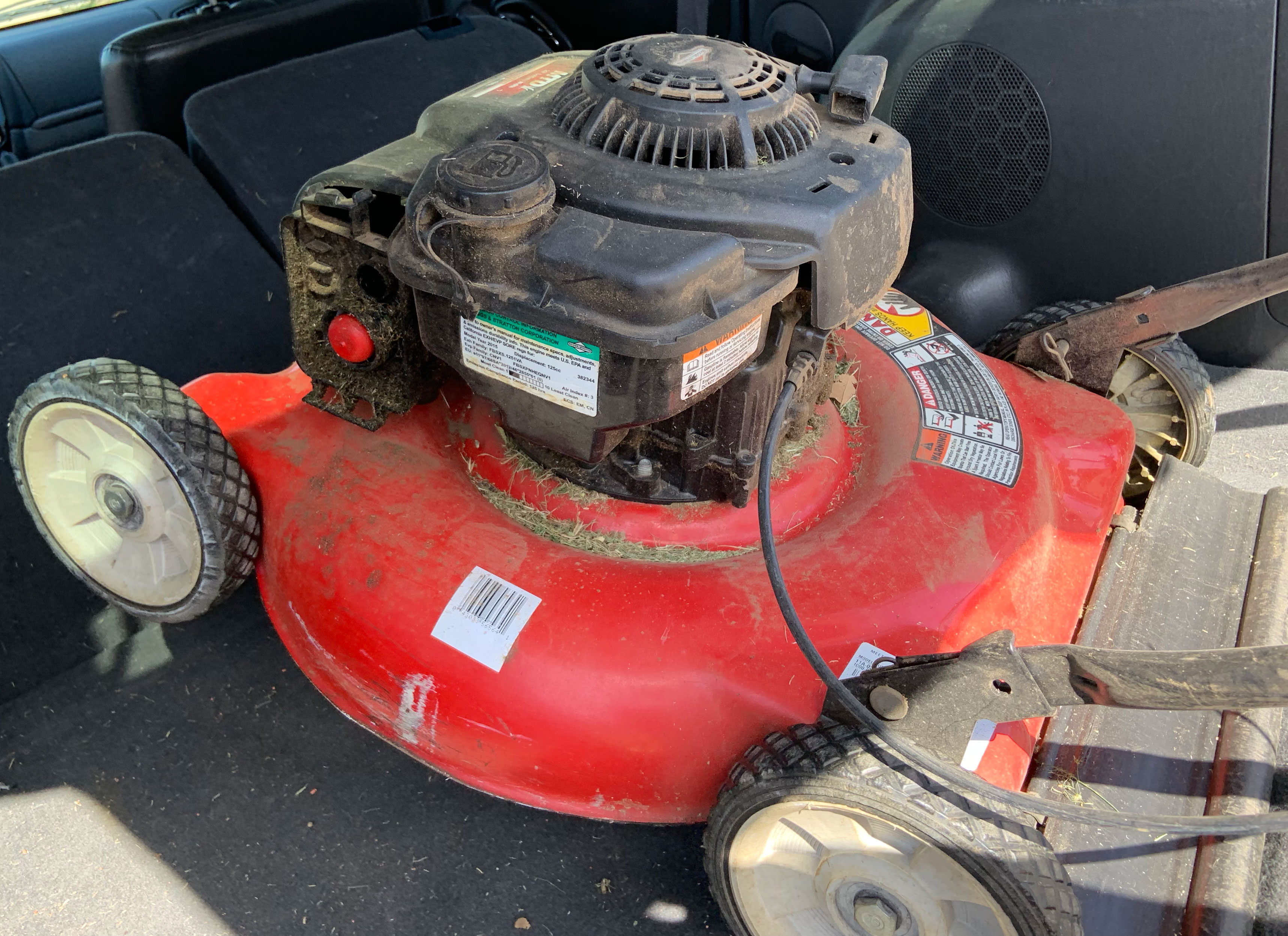 A lawn mower collected for reuse or recycling